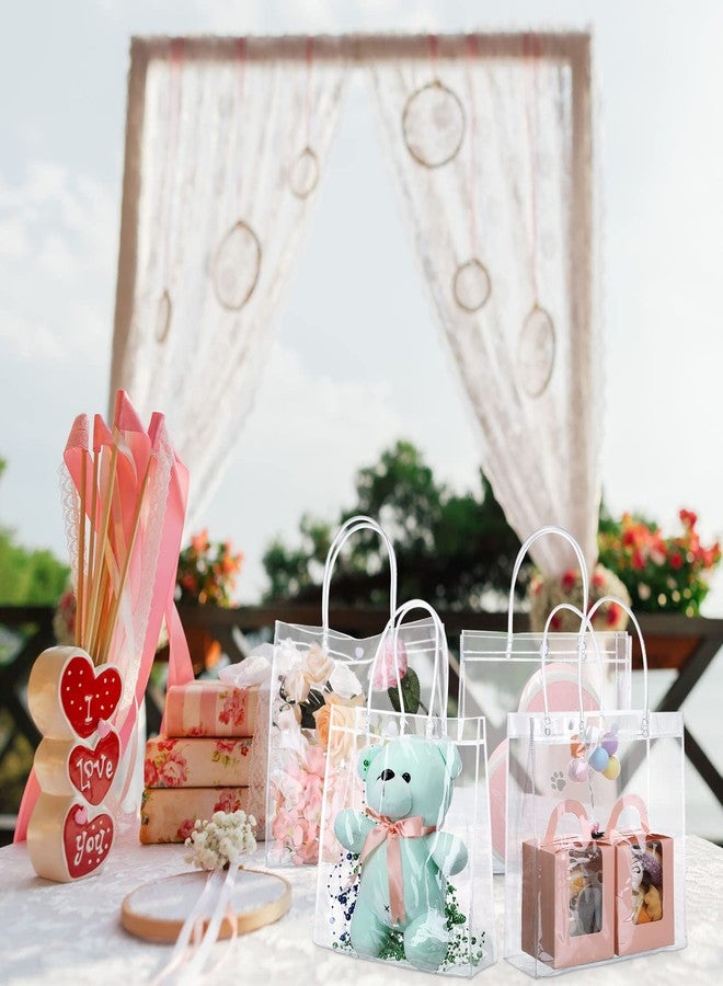 Reginary 85 Pcs Clear PVC Gift Bags with Handles Plastic Transparent Wrap Bags Bulk Reusable Bride Favor Totes for Shopping Wedding Baby Shower Birthday Party(9.84 x 9.84 x 3.54 Inch) - Image 5
